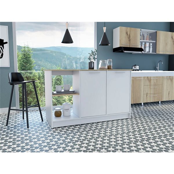 RTA Juniper Kitchen Island w/ Storage - White