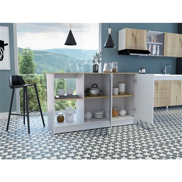 RTA Juniper Kitchen Island w/ Storage - White