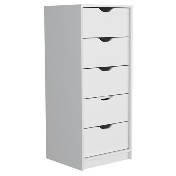 RTA Basilea Narrow Dresser w/ 5 Drawers - White