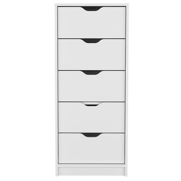 RTA Basilea Narrow Dresser w/ 5 Drawers - White