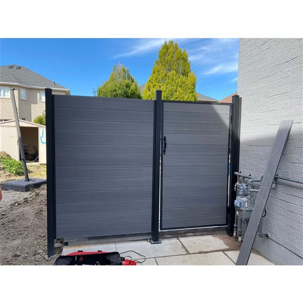 SLIPFENCE 6 x 6-ft Ash Horizontal Composite Fence Panel Kit with 2 Posts