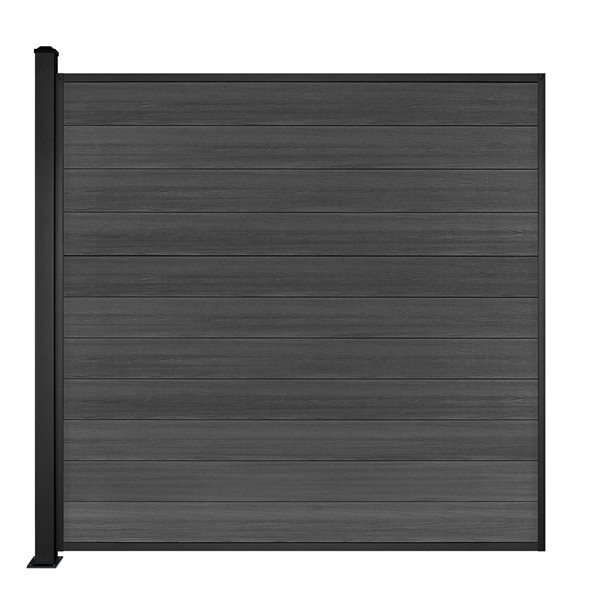 SLIPFENCE 6 x 6-ft Charcoal Horizontal Composite Fence Panel Kit with1 Post