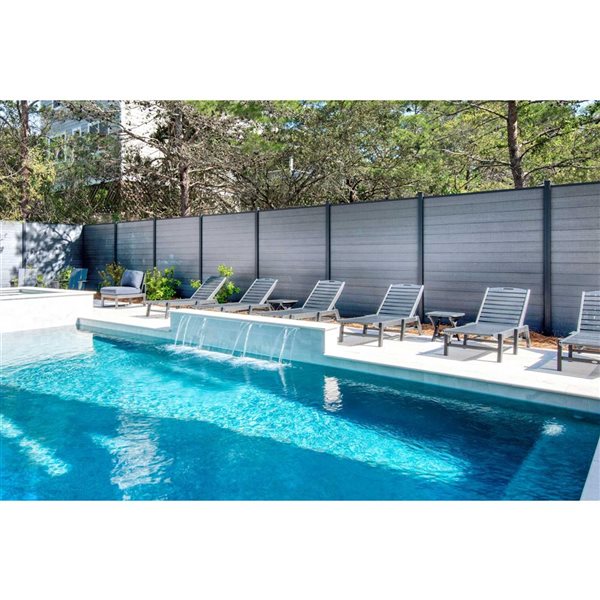 SLIPFENCE 6 x 6-ft Charcoal Horizontal Composite Fence Panel Kit with1 Post