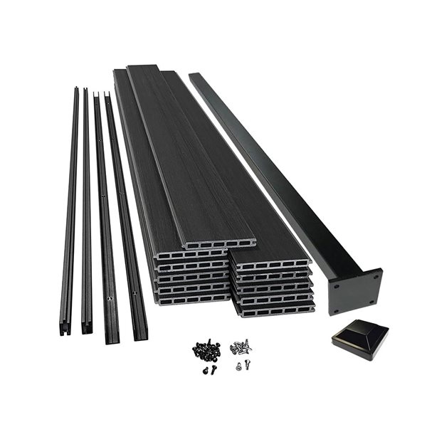 SLIPFENCE 6 x 6-ft Charcoal Horizontal Composite Fence Panel Kit with1 Post