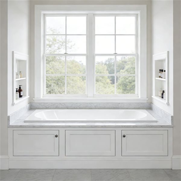 Rainlex Built-In Drop-In Bathtub with Stainless Steel Support Feet Acrylic 60-in