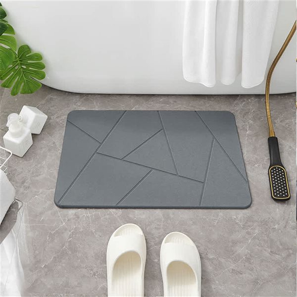 Rainlex Bathroom Mat 24-in Quick-Dry Geometric Non-Slip Texture Diatomaceous Earth Bath Mat - Hard Stone