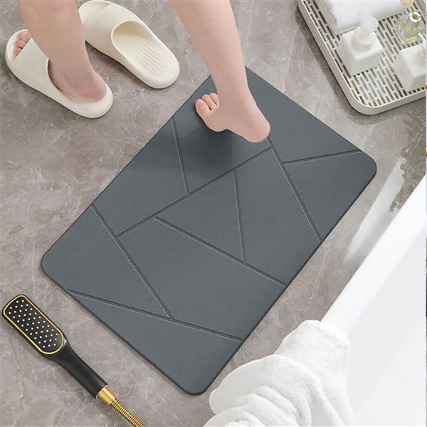 Rainlex Bathroom Mat 24-in Quick-Dry Geometric Non-Slip Texture Diatomaceous Earth Bath Mat - Hard Stone