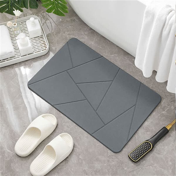 Rainlex Bathroom Mat 24-in Quick-Dry Geometric Non-Slip Texture Diatomaceous Earth Bath Mat - Hard Stone