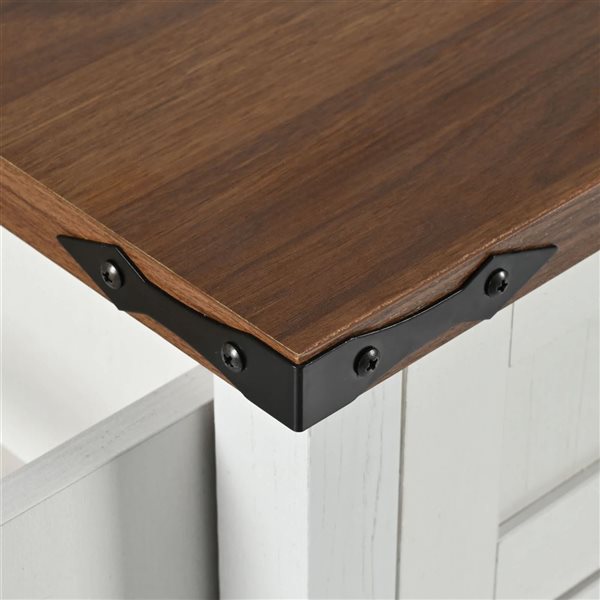 Rainlex 53.5-in White Farmhouse Kitchen Island with Power Outlet, Drawer & Rolling Cart