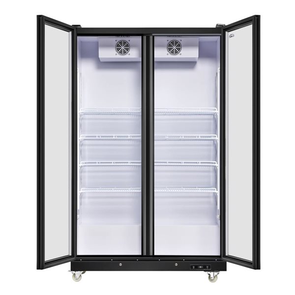 Koolmore Commercial Merchandiser Refrigerator 47-in 2 Full Glass Doors - Black