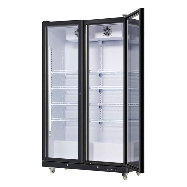Koolmore Commercial Merchandiser Refrigerator 47-in 2 Full Glass Doors - Black