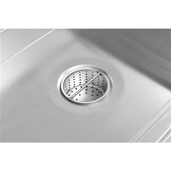 Koolmore Floor Trough Drain with Subway-Style Grating & Removable Drain Basket 24 x 120-in - Stainless Steel