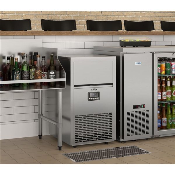 Koolmore Crescent Ice Maker 18‑in with 30 lb Storage - Stainless Steel