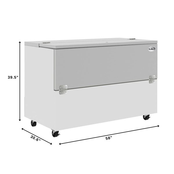 Koolmore Commercial Milk Cooler 58-in - Stainless Steel & White