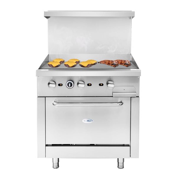 Range Griddle Koolmore Commercial Range with Griddle Top, 36‑in, 90,000 BTU ...