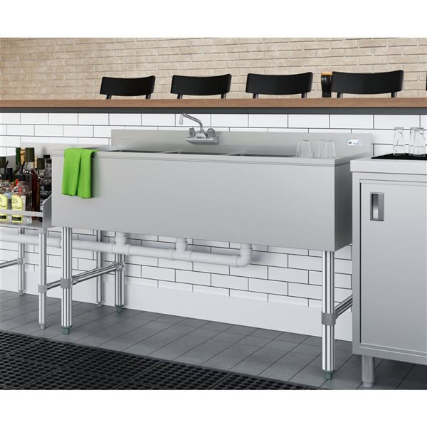 KoolmoreCommercial Under-Bar Sink 48-in Three-Compartment
