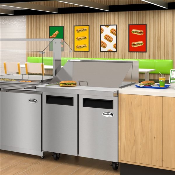 Koolmore Commercial Refrigerated Mega Salad and Sandwich Prep Table  2-Door 36-in