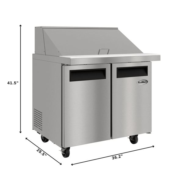 Koolmore Commercial Refrigerated Mega Salad and Sandwich Prep Table  2-Door 36-in