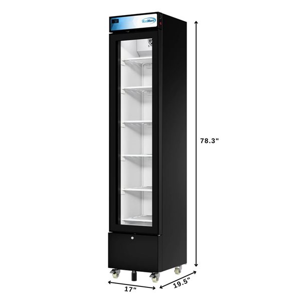Koolmore Slim Commercial Merchandiser Freezer, 17-in, 6.5-ft³, Manual Defrost - Black