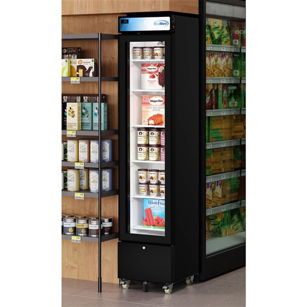 Koolmore Slim Commercial Merchandiser Freezer, 17-in, 6.5-ft³, Manual Defrost - Black