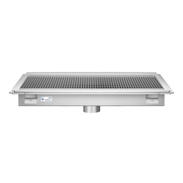 Koolmore Floor Trough Drain with Subway-Style Grating & Removable Drain Basket 24 x 36-in - Stainless Steel