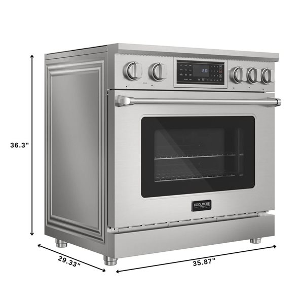 Koolmore Professional Induction Oven Range 36-in 6-ft³ with Glass Ceramic Cooktop & Convection Oven