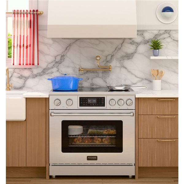 Koolmore Professional Induction Oven Range 36-in 6-ft³ with Glass Ceramic Cooktop & Convection Oven