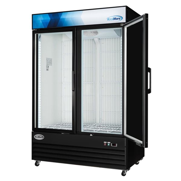 Koolmore Commercial Ice Merchandiser Freezer with Two Glass Doors, 53-in, 42-ft³ - Black