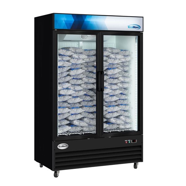 Koolmore Commercial Ice Merchandiser Freezer with Two Glass Doors, 53-in, 42-ft³ - Black