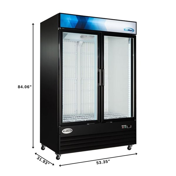 Koolmore Commercial Ice Merchandiser Freezer with Two Glass Doors, 53-in, 42-ft³ - Black