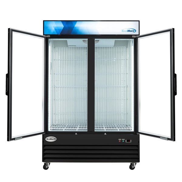 Koolmore Commercial Ice Merchandiser Freezer with Two Glass Doors, 53-in, 42-ft³ - Black