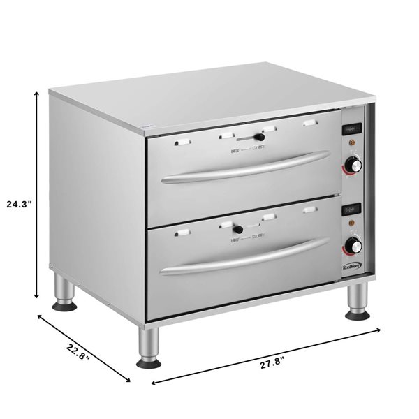 Koolmore Free-Standing Warming Drawer Two-Drawer - Stainless Steel