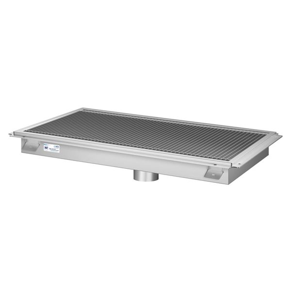 Koolmore Floor Trough Drain with Subway-Style Grating & Removable Drain Basket 18 x 36-in - Stainless Steel