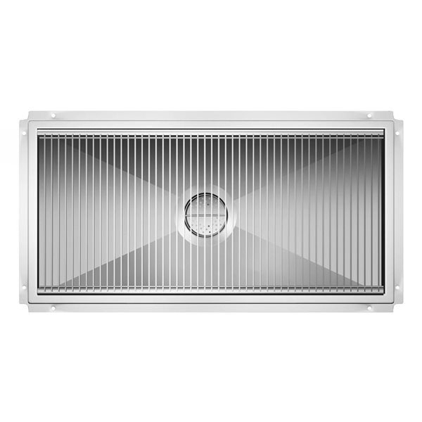 Koolmore Floor Trough Drain with Subway-Style Grating & Removable Drain Basket 18 x 36-in - Stainless Steel