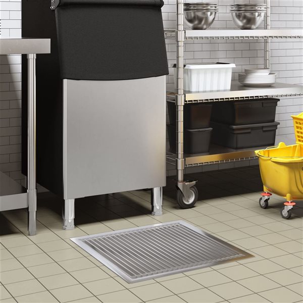 Koolmore Floor Trough Drain with Subway-Style Grating & Removable Drain Basket 24 x 24-in - Stainless Steel