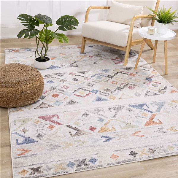 Rug Branch Solenne Area Rug Over-Dyed Southwestern 5 x 8-ft - Cream