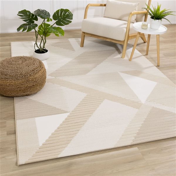 Rug Branch Solara Area Rug Geometric Mid-Century 7 x 10-ft - Cream