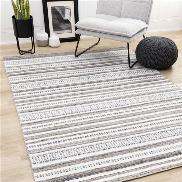 Rug Branch Cindara Area Rug Striped Southwestern 5 x 8-ft - White