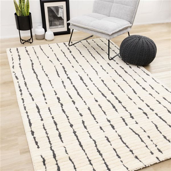 Rug Branch Bauer Area Rug Striped Modern 8 x 11-ft - Cream
