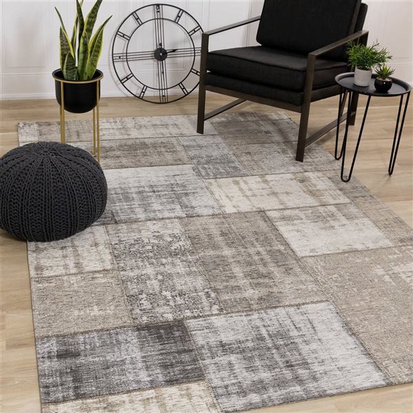 Rug Branch Lirien Area Rug Patchwork Contemporary 8 x 11-ft - Grey