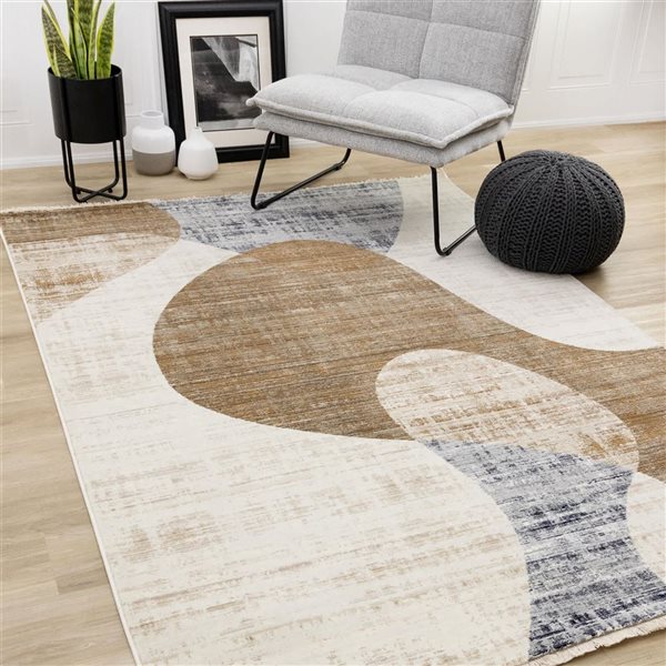 Rug Branch Solvyn Area Rug Distressed Contemporary 8 x 10-ft - Cream