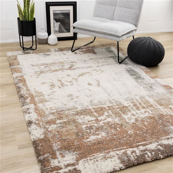 Rug Branch Botaniq Area Rug Distressed Modern 8 x 11-ft - White
