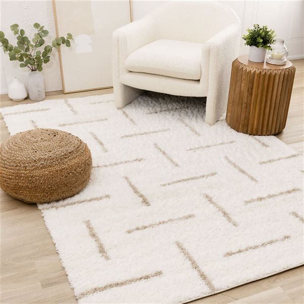 Rug Branch Marakai Area Rug Striped Modern 8 x 11-ft - Cream