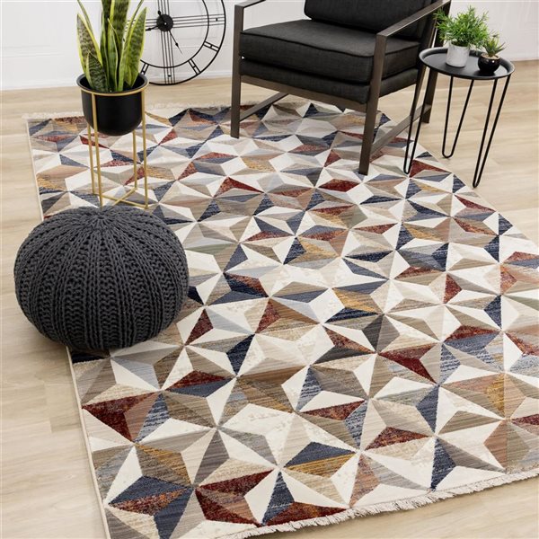 Rug Branch Jovira Area Rug Geometric Mid-Century 8 x 10-ft- Cream