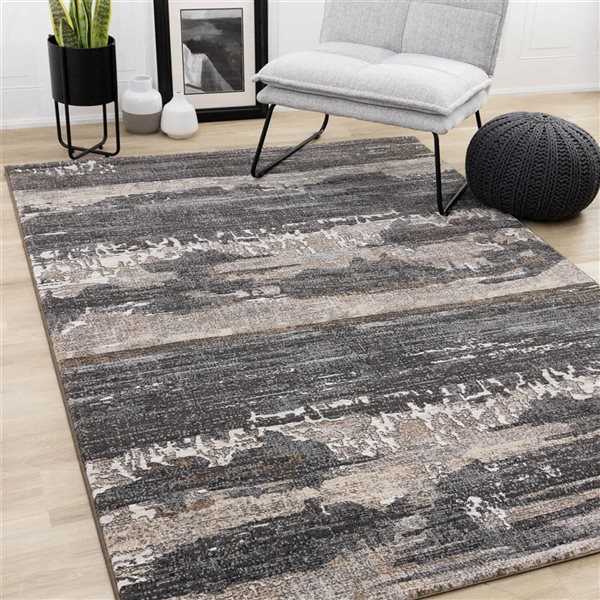 Rug Branch Aethera Area Rug Distressed Modern 8 x 11-ft - Grey