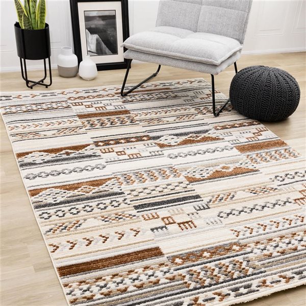 Rug Branch Solvyn Area Rug Southwestern Modern 5 x 8-ft - Cream