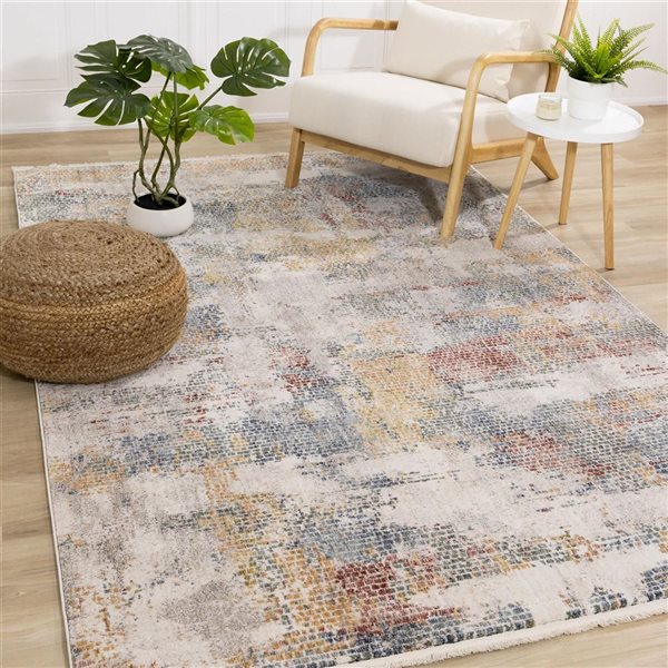 Rug Branch Orenda Area Rug Distressed Contemporory 8 x 10-ft - Cream