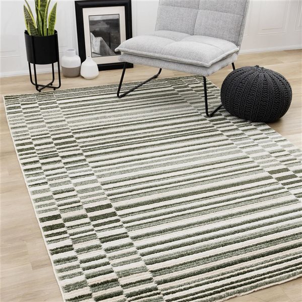 Rug Branch Solvyn Area Rug Striped Modern 8 x 11-ft - Green