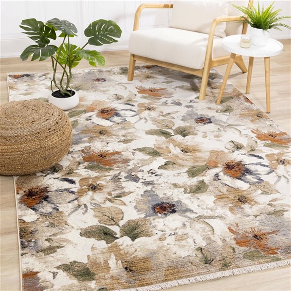 Rug Branch Solvyn Area Rug Botanical Modern 8 x 10-ft - Cream