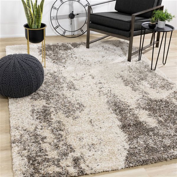 Rug Branch Aura Area Rug Distressed Modern 8 x 11-ft - Cream